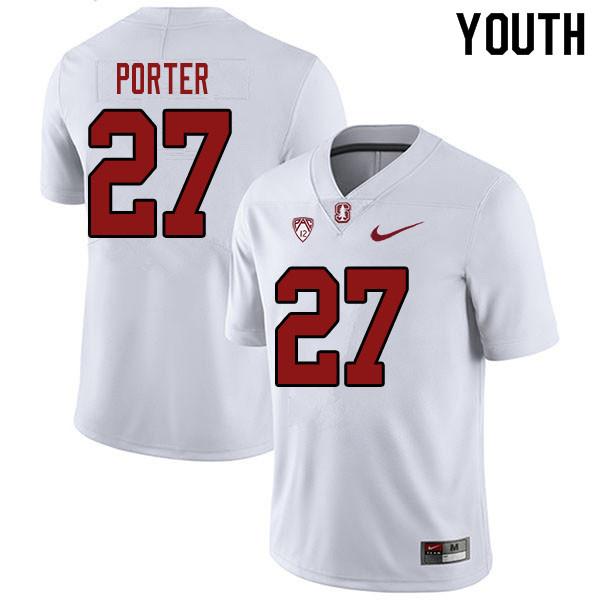 Youth #27 Omari Porter Stanford Cardinal College Football Jerseys Sale-White - Click Image to Close